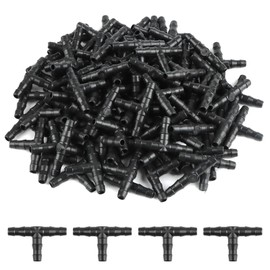Kalolary 100 Pcs Tee Connectors Irrigation System 1/4" Barbed Connectors Drip Irrigation Tee Pipe - PVC Sprinkler Drip Automatic Irrigation Watering System Tool Kits …