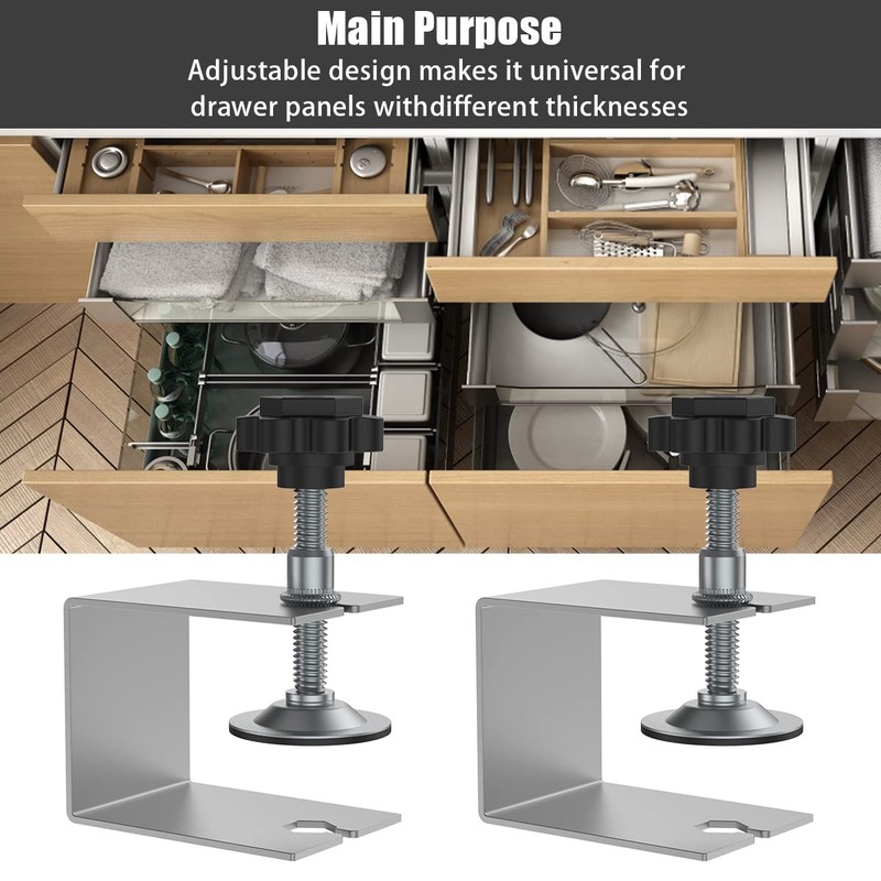 2Pcs Drawer Front Installation Clamps Fast Jig Cabinet Tool Stainless