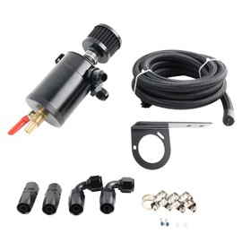 BAGARAATAN 6AN Baffled Oil Catch Can Breather Can with Drain Valve 350ML Bundle AND 10FT 6AN 3/8" Fuel Line Fitting Kit Nylon Braided CPE Oil Hose