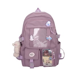 EVEOUT Children's Backpacks with Cute Accessories for Girls Nylon School Bag Large Capacity Backpack Daypacks Multi Pockets for Teen