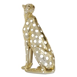 Deco 79 Polystone Leopard Sculpture, 7" x 9" x 16", Gold