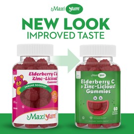 Elderberry Zinc Gummies - Organic Sambucus Elderberry Gummies with Zinc and Vitamin C - Vegan Immune Support for Adults and Kids - Chewable Elderberries Supplements for Immunity Boost - 60 Gummies