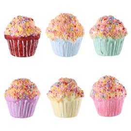 6 Pack Christmas Easter Cupcake Ornaments Christmas Easter Tree Hanging Ornaments Cupcake Donut Dessert Ornament Set for Xmas Easter Tree Pendant Home Holiday Party Decor