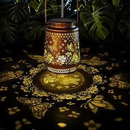 Solar Lanterns Outdoor Waterproof Hanging Solar Lights for Outside,Hollow Out Metal Garden Decorations for Patio Yard Porch Landscape Pathway Camping Walkway,Gifts for Women Mom Lovers (Butterfly)