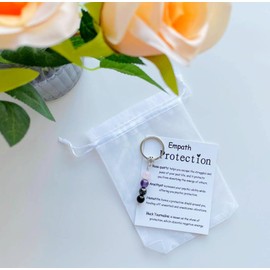 MKISHINE Healing Gemstone Keychain, Healing Crystal Bead keychain, Emotional Support Gemstone Keychain, Empath Protection, Best Friends Daughter Mom, Transparent