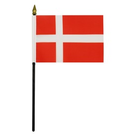 Denmark Table Flag 4'' x 6'' - Danish Desk Flag 15 x 10 cm - golden spear top- AZ FLAG