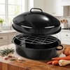 19.3" Large Roasting Pan with Rack and Lid, Granite Enameled