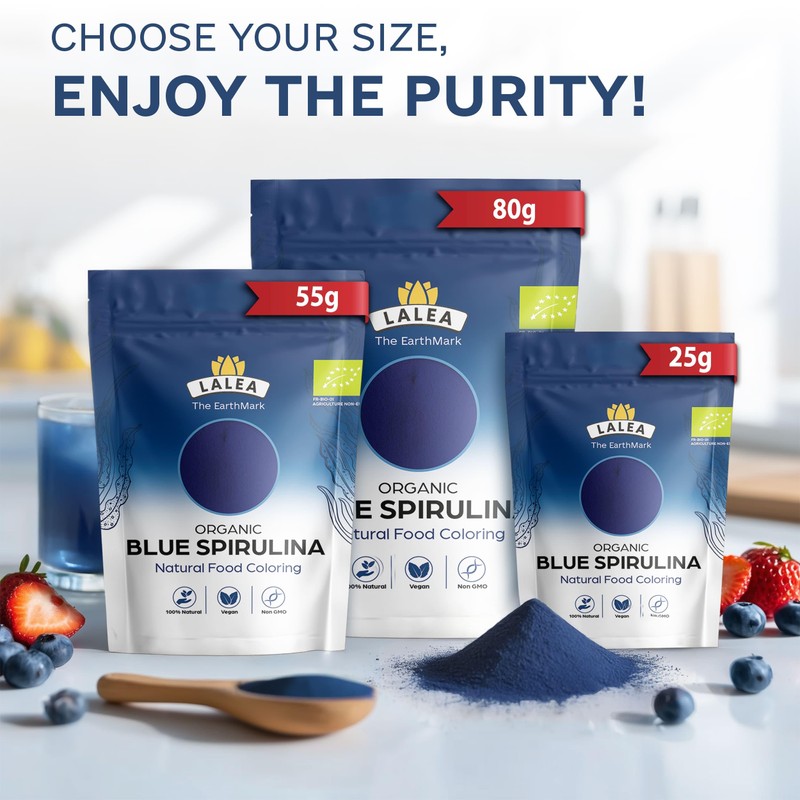LALEA Blue Spirulina Powder 55g – Organic Blue Spirulina (Phycocyanin)