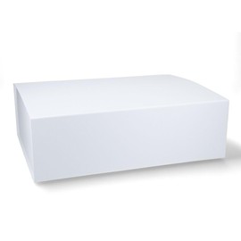 Premium Gift Box with Lid, Foldable, Gift Box, Magnetic Box, Gift Packaging for Christmas and Birthday, Magnetic Folding Box, Matte White, 38 x 28 x 12 cm