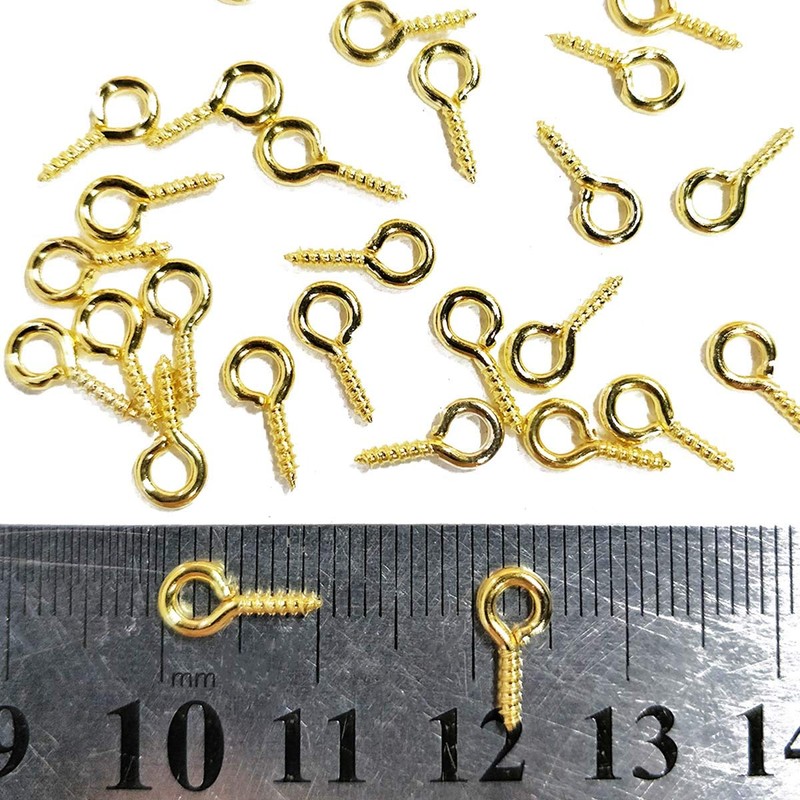 300PCS Mini Screw Eye Pin Pegs, 10 x 5mm Hooks,