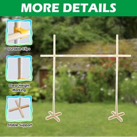 Wooden Limbo Game&Flying Disc Toss Game 2 in 1 Game Set,5ft Tall Limbo Stick Set Limbo Kit for Adults Family,Backyard Games Lawn or Outdoor Games - with Portable Bag,Easy to Set Up and Play Anywhere