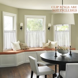 Cortinas de cocina de lino blanco de 24 pulgadas de longitud, rústico, estilo rústico, estilo rústico, para café, cortinas semitraslúcidas, con bolsillo para barra para media ventana, baño, ducha, sótano, lavadero, RV, 2 paneles