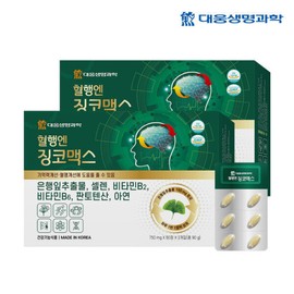 For blood circulation, 2 boxes of 120 tablets of Ginkgo Max for 4 months. Ginkgo biloba extract can help improve blood circulation and memory. / 혈행엔 징코맥스 4개월분 120정 2박스 은행잎 추출물 혈행 기억력 개선에 도움을 줄 수 있음