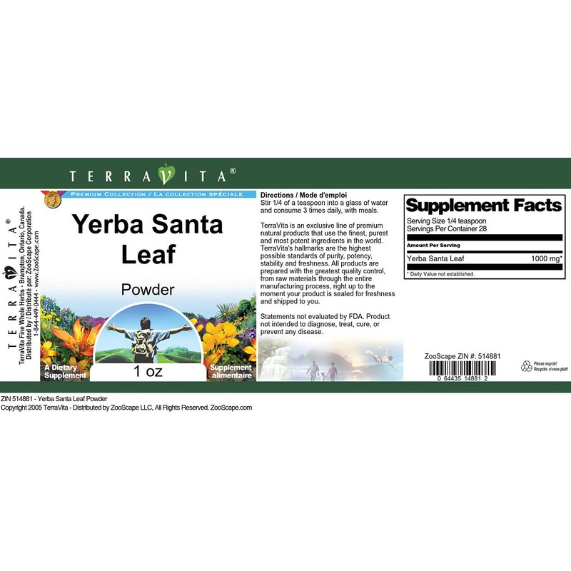 Yerba Santa Leaf Powder (1 oz, ZIN: 514881)