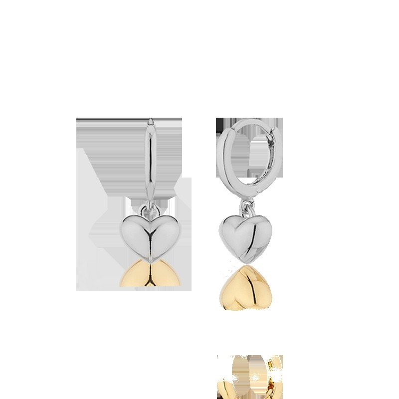 Gold&Deer 14K Goldfield Mini Heart Drop One-Touch Earrings White Gold