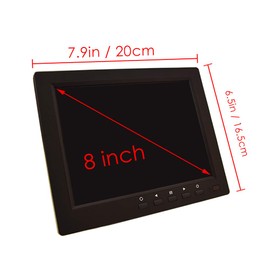 8 inch CCTV Monitor, TFT LCD Security Screen with VGA HDMI AV BNC USB Audio in/Out Ports Built-in Speaker, HD Display for Surveillance Camera STB 1024x768 Resolution with Car Power Adapter 12-24V
