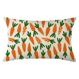 Ogiselestyle Easter Carrot Throw Pillow Cover, 12 x 20 Inch Easter Cushion Case Decoration for Sofa Couch