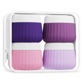 Mrsdry Travel Containers for Toiletries 4 Pack, TSA Approved Travel Size Toiletries, Travel Size Containers, With Clear Bag Leak Proof Silicone Jars, Travel Essentials Creams Jars Carrying Small Items
