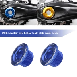SING F LTD 2Pcs Blue Mountain Bike Bottom Bracket Cap Crankset Crank Arm Fixing Screws CNC Aluminum Alloy Compatible with Shimano HollowTech II Deore XT SLX Saint & Zee (MTB)