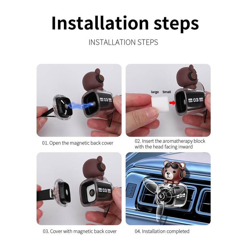 2-in-1 Car Vent Air Freshener with Silicone Clip, 2 Fragrance