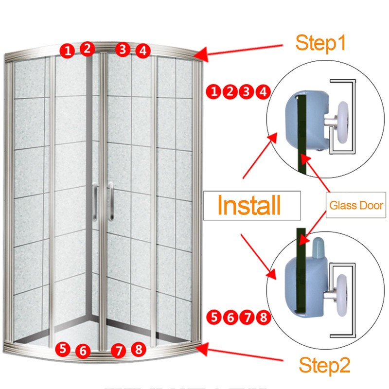 8 Pcs Single Shower Door Roller Runners 25mm Upper Bottom