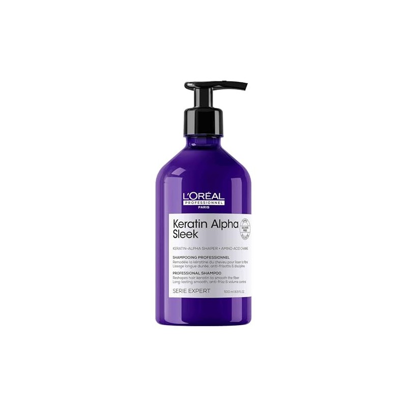 L'Oréal Professionnel Keratin Alpha Sleek Shampoo for Long-Lasting Smoothness, Frizz