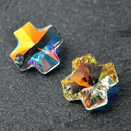 ejoyce 20mm Austria Crystal 6866 Cross 1-Hole Pendant, Crystal Gemstones - 2 pcs cystal rhinestones for DIY jewelry making (Crystal AB)