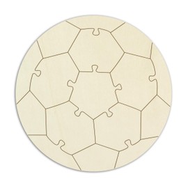 Wooden Puzzle "Football" Design and Paint Yourself – 16 Pieces, Approx. Diameter 29 cm – Empty Blank Wooden Puzzle with Puzzle Template