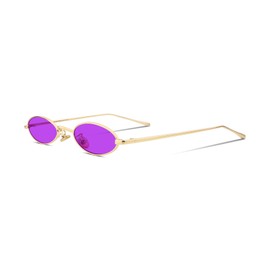 FEISEDY Gafas de sol vintage pequeñas ovaladas con marco de metal delgado colores caramelo B2277