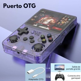MR. GADGETS Consola R36S de Videojuegos Retro Portátil, Sistema Operativo ArkOS, Pantalla 3.5", IPS 64GB+15,000 Juegos Clásicos de Mano Retro Handheld, Game Console (Rojo Transparente)