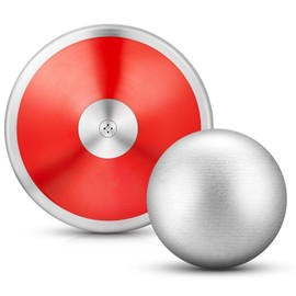 Silipull 2 Pcs Iron Shot Put Ball and Throwing Discus Set 1 kg Training Discus 12 lb Shot Put Track and Field Training Equipment for Boys Girls Beginners School Throwers Outdoor Practice (Red)