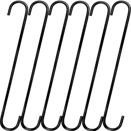 DINGEE 16 Inch S Hooks Heavy Duty,6 Pack Extra Large Metal S Shaped Hooks for Hanging Plants Outdoors,Closet, Flower,Basket, Patio,Bird Feeders, Bird House,Pots and Pans