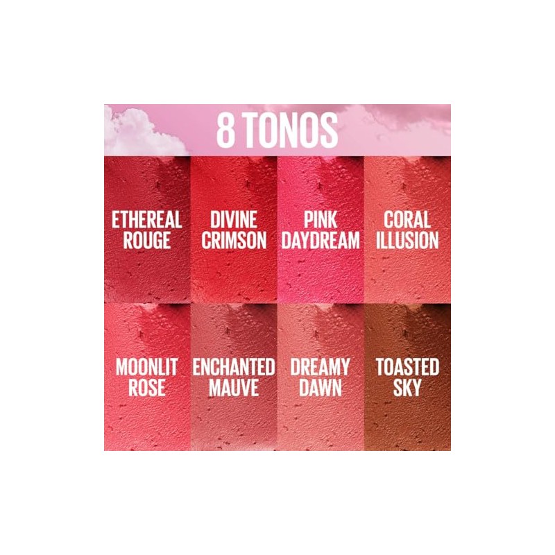 Maybelline Cloudtopia Blush para mejillas y labios,14H, tono carmesí divino