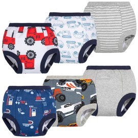 BIG ELEPHANT Baby Boys' 6 Pack Toddler Potty Training Pants 100% Cotton Waterproof Underpants, 5T