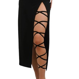 2PCS Black Elastic Leg Wraps Rave Sexy Thigh Garter Leg Straps Costume Accessories Women's Exotic Hosiery