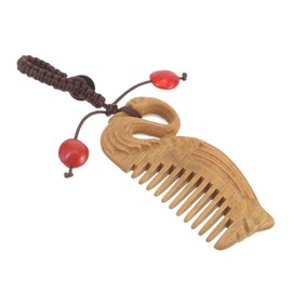 Beavorty Wooden Styling Comb Green Sandalwood Detangling Hair Brush Mini Decorative Comb Portable for Women