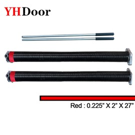 Pair of 2" Garage Door Torsion Springs with Non-Slip Winding Bars, Quality Precision Electrophoresis Black Coated, Minium Life 18,000 Cycles (.225 x 2 x 27)