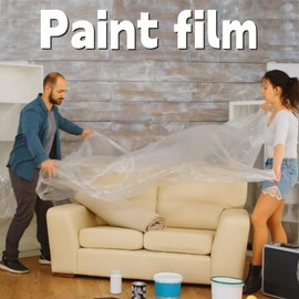 Protective Film for Painters, Painter's Tarpaulin, Transparent Construction Film, Painter's Tarpaulin, Painter's Cover Film, Transparent Metre, Painter's Tarpaulin for Renovation, Pack of 4