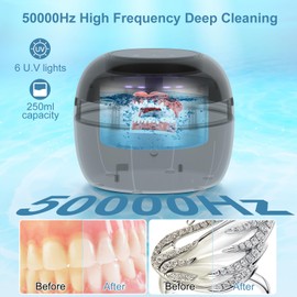 Neatevday Ultrasonic Retainer Cleaner Machine, 250ML Denture Cleaner,50kHz 4 Modes with Digital Timer Mouth Guard Cleaner for Aligner, Night guard, Braces, Toothbrush, Jewelry-Black