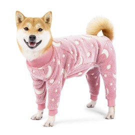 SUYUKU Dog Pajamas Winter Warm Overall Jumper Fleece Puppy Sweater For Small Medium Dog Pet Clothing For Doggie Turtleneck Long Sleeve Dog Sweatshirt (Pink, S)