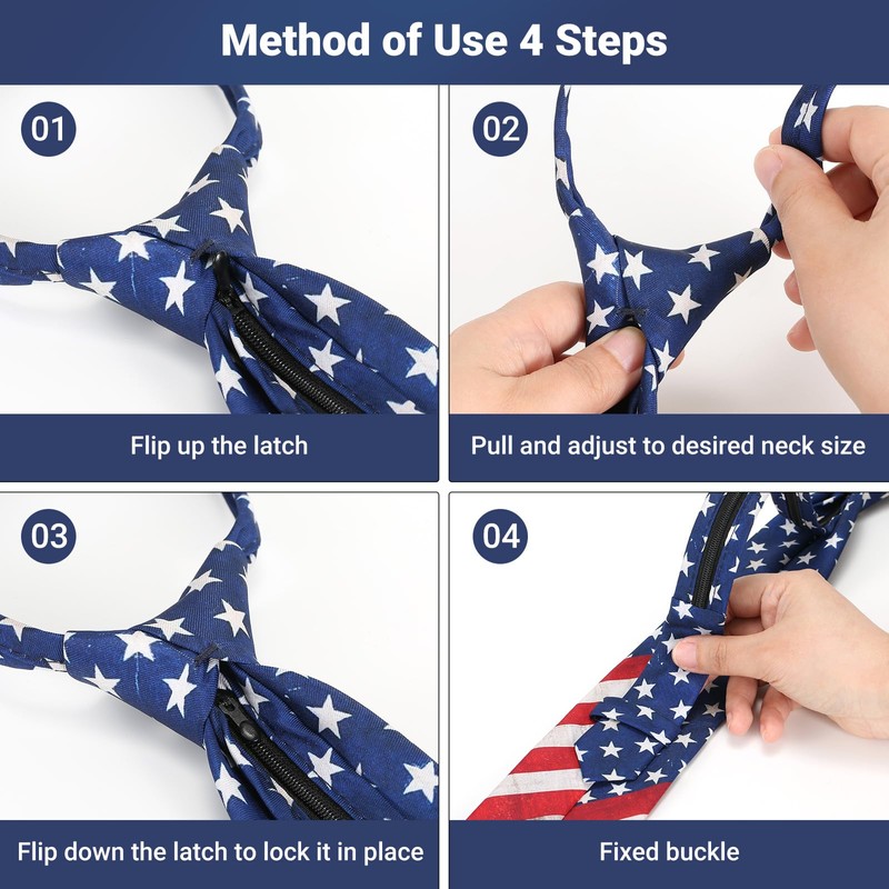 UETLRO Pre Tied Adjustable Men's Patriotic Neckties American Flag Ties