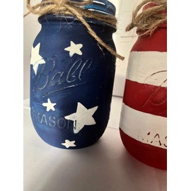 American Flag Mason Jars/Americana Decor / 4th of July Decor/American Mason Jars