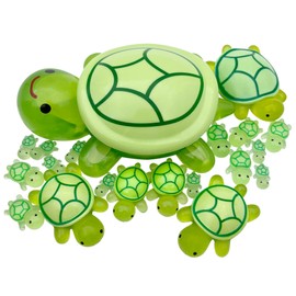 20 Pcs Turtle Family Resin Ornament Sea Turtle Models Statues Tortoise Decor Accessories Miniature Animal Decoration for Fairy Garden Micro Landscape Fish Tank Plant Bonsai Dollhouse (Green)