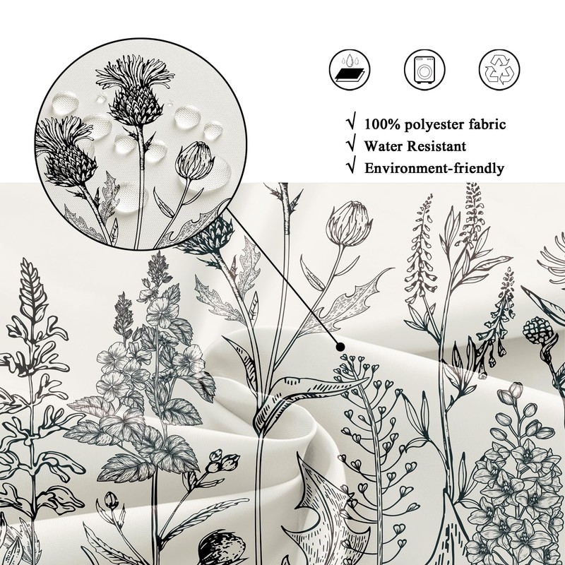 Riyidecor Clawfoot Tub Extra Wide Shower Curtain 180Wx72H Inch Flower