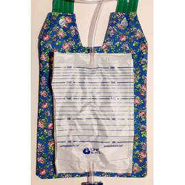 Catheter Night Bag Holder with Handle, Cover.Blue Colour with Roses.100% Cotton.