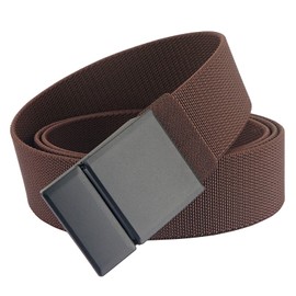 S-MAN Men's Stretch Strap 3.8 cm Wide Metal Buckle Sports Golf Belt Outdoor Fabric Work Straps for Men, coffee