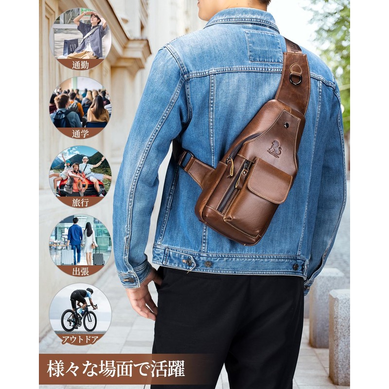 DOOMUS Men's Shoulder Bag, Crossbody Bag, Genuine Leather, Waterproof, Large