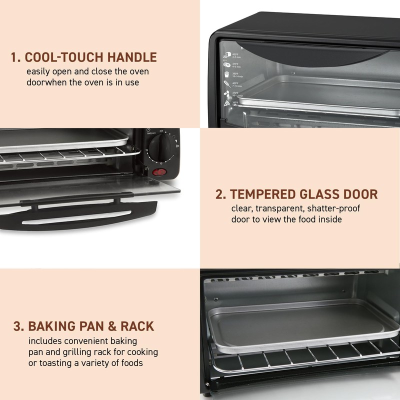 Elite Gourmet ETO236 Personal Compact 2 Slice Countertop Toaster Oven