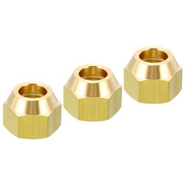 PATIKIL 1/2 SAE Thread Brass Flare Nut, 5 Pack 45 Degree Flared Tube Fitting Nut Hydraulic Pipe Fitting for Air Conditioner Water Gas Line, Glossy Surface