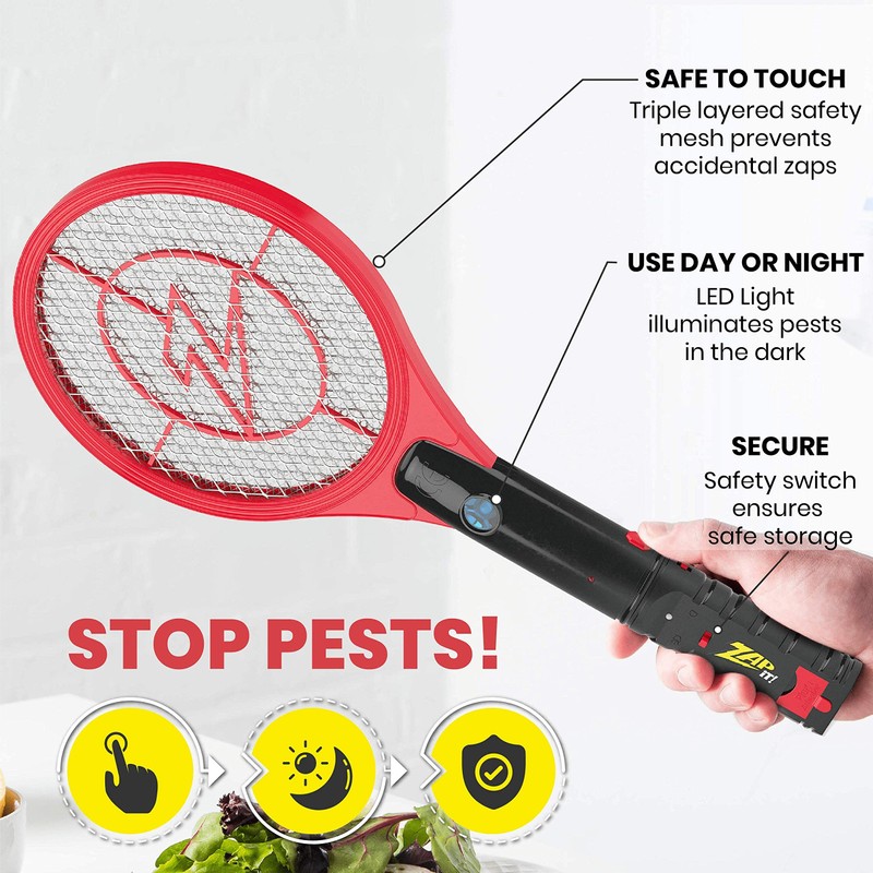 Zap It Bug Zapper Rechargeable Bug Zapper Racket, Electric Fly